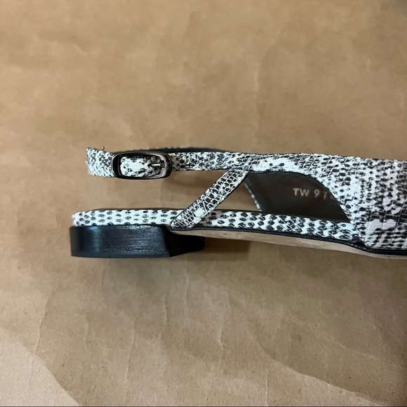 Stuart Weitzman | Slingo Snakeskin Embossed Pointed Toe Slingback Flats Size 6.5 - Picture 9 of 13